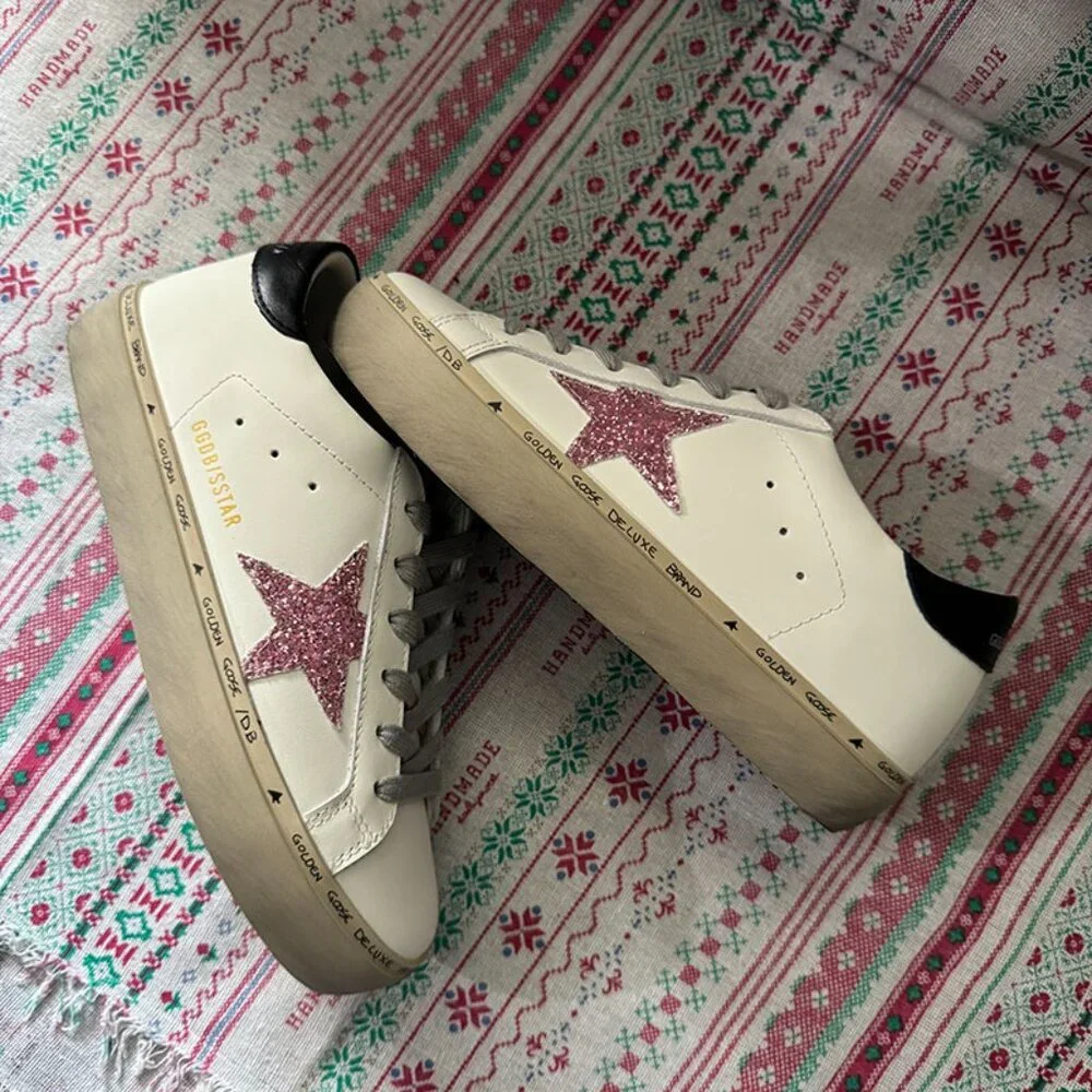 Golden Goose Pink Suede Stars And Pink Glitter Shoes - Picture 4 of 9